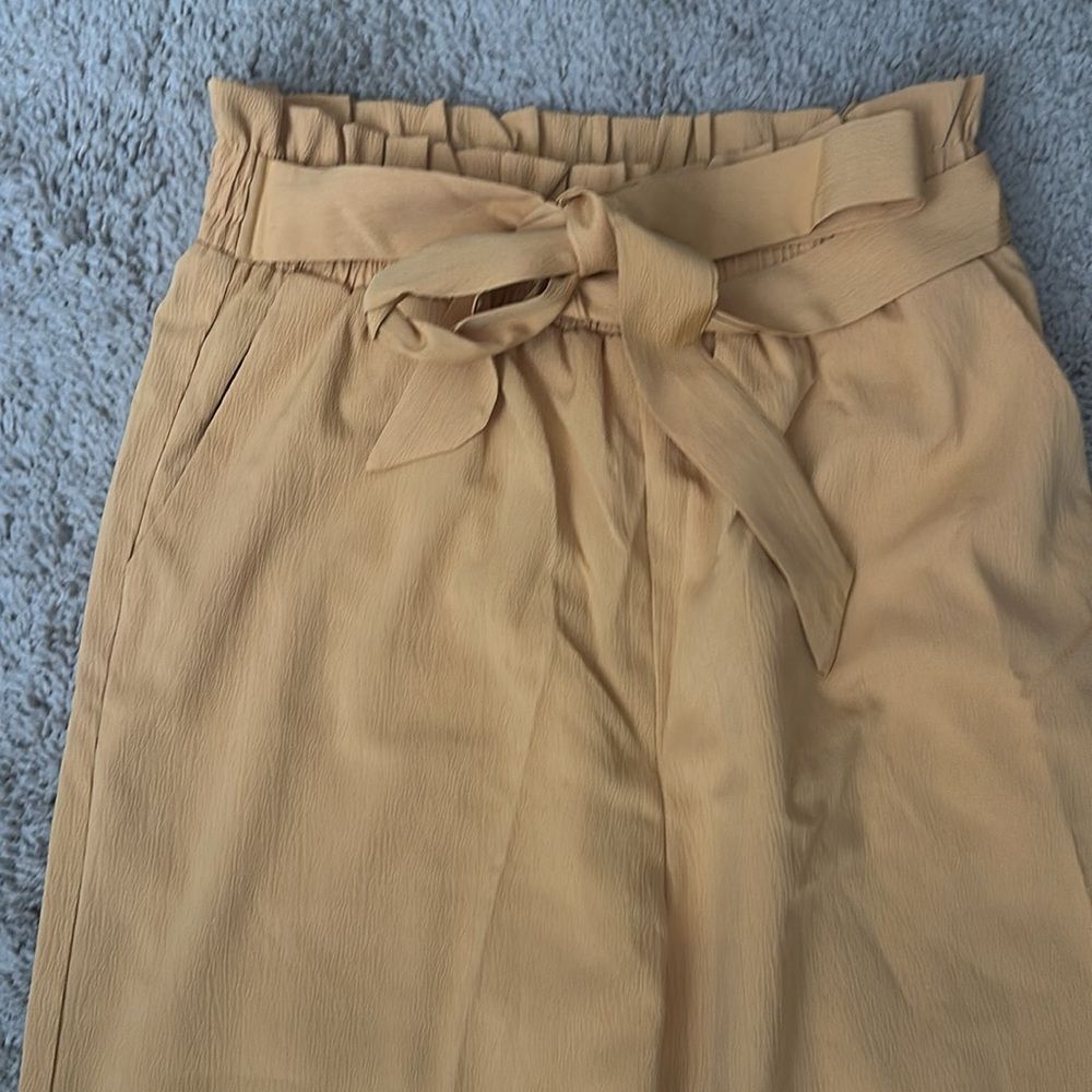 Mustard Yellow Elastic Waist Wide Leg Pants Size M - Picture 4 of 7